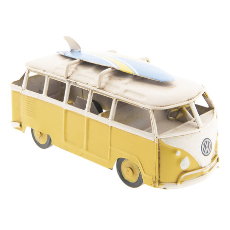 Clayre & Eef | Modelauto Volkswagen Bus Licentie Camper Geel 13*6*7 cm | 6Y2996