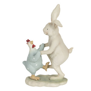 kralen Vlak Ruilhandel Decoratie dansende konijn met kip 12*7*19 cm Multi | 6PR3192 | Clayre & Eef  - Home Sweet Home Online