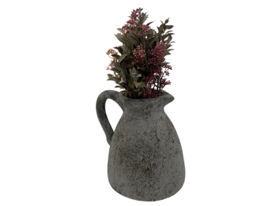 Decoratieve kan / kruik groot grijs 24x23 cm aardewerk | 317303 | Home Sweet Home | Stoer & Vintage Woonstijl